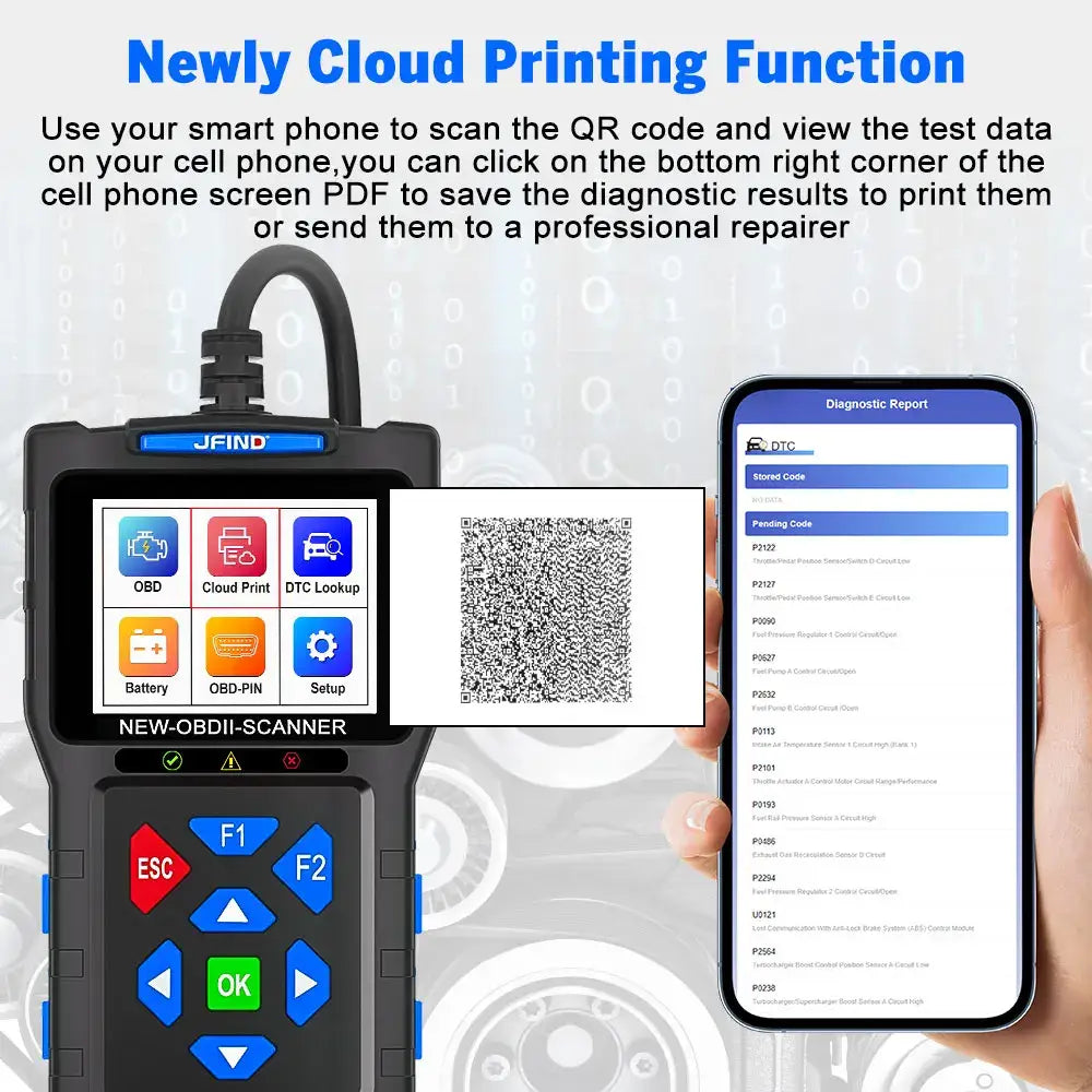 3-in-1 OBD2 Scanner & Battery Tester for Yamaha & Honda Vehicles