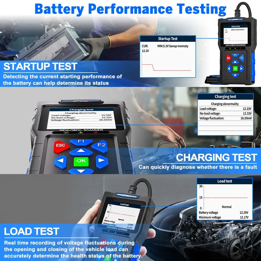 3-in-1 OBD2 Scanner & Battery Tester for Yamaha & Honda Vehicles