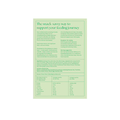 Green label with text and nutritional information on a white background