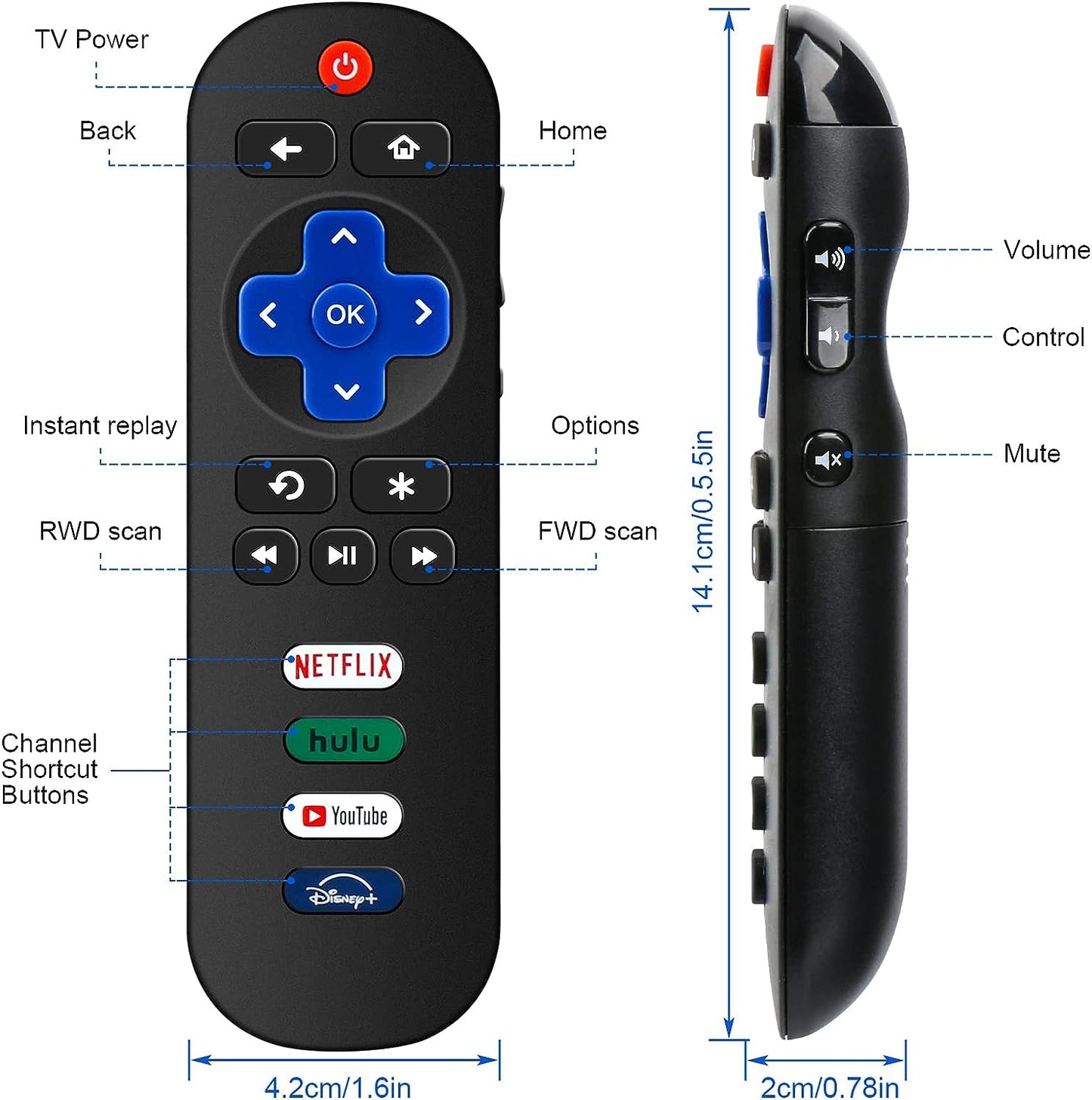 Remote Control for Roku TV NETFLIX