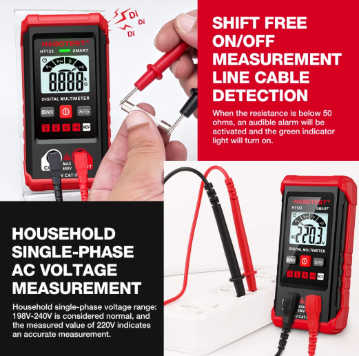 Digital Multimeter True RMS Auto Range DC AC Voltage Tester