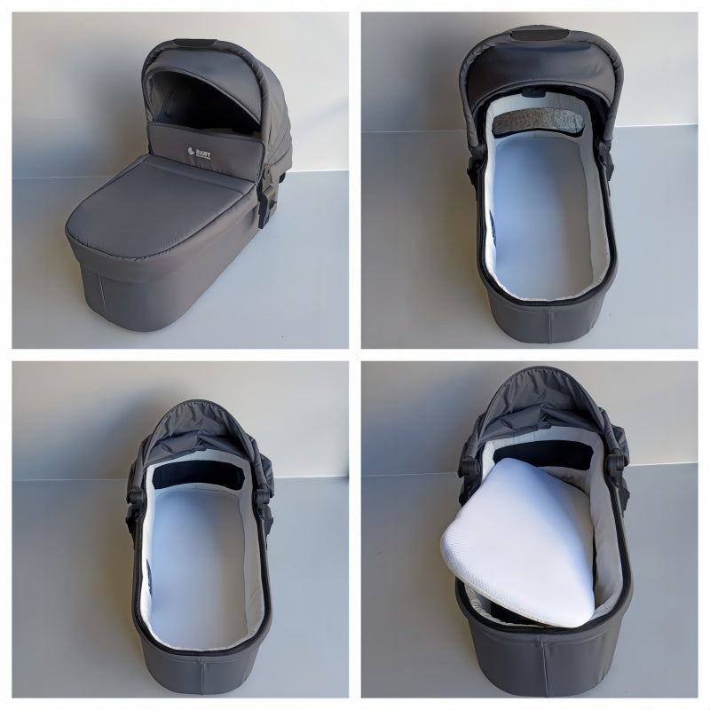 Newborn Pram – Poplar Stroller with Carrycot, Car Seat and Rotating ISOFIX Base (Black)