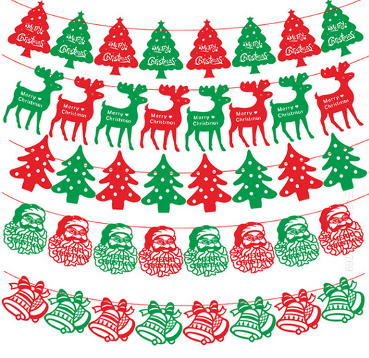 40PCS Merry Christmas Banner Decorations Bunting Sign