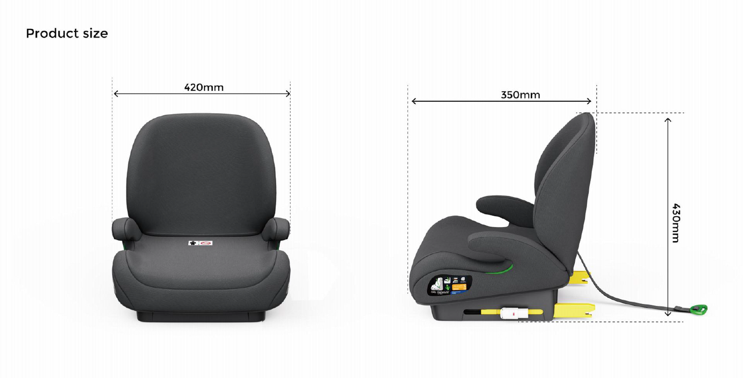 Pre-order Baby Brightness CloudLift Pro Half Booster Seat with ISOFIX and Backrest - Grey