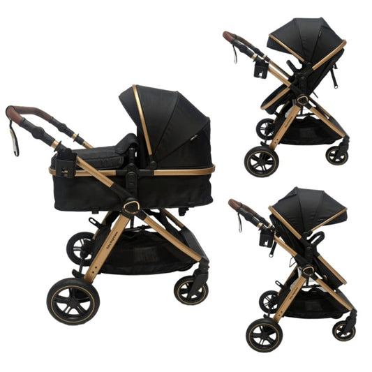 Pre-order Skyra 2-in-1 Newborn Pram & Bassinet Stroller（Black/Gold）