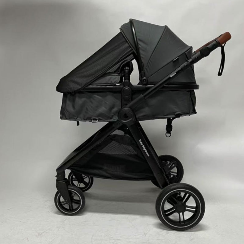 Skyra 2-in-1 Newborn Pram & Bassinet Stroller and Car Seat with Rotating ISOFIX Base (Grey)