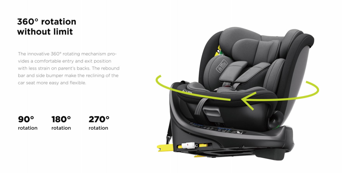 360° Rotating Baby Car Seat – Baby Brightness ProtecMax Grey - image 7