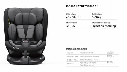 360° Rotating Baby Car Seat – Baby Brightness ProtecMax Grey