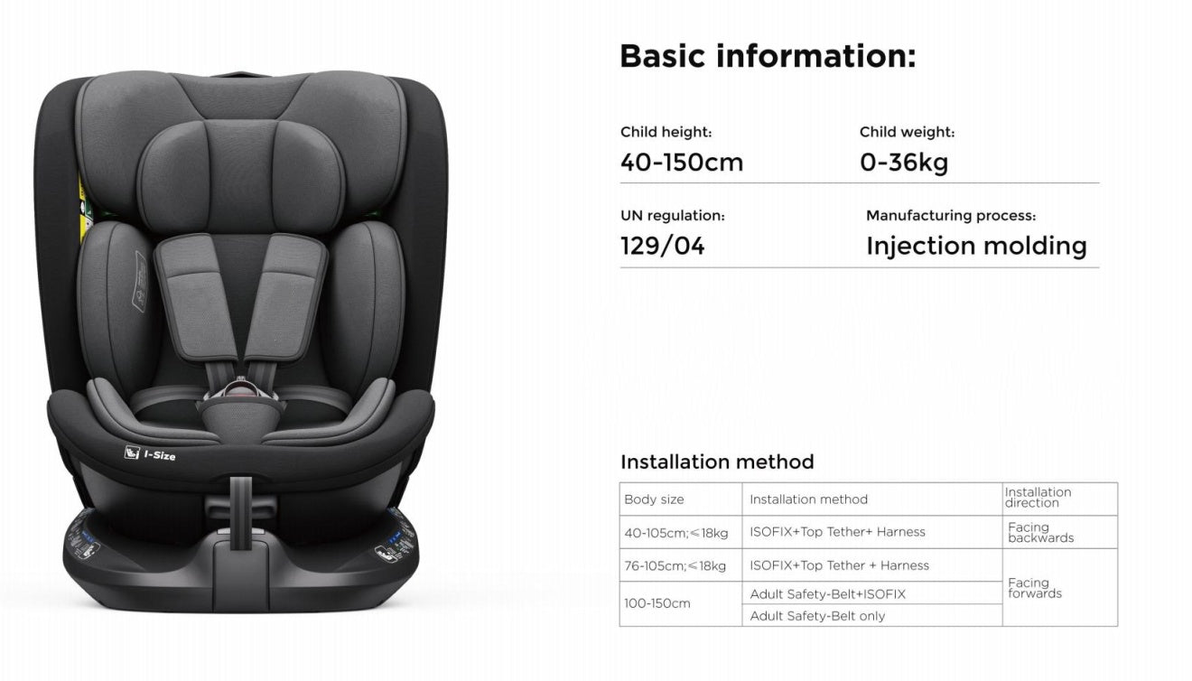 360° Rotating Baby Car Seat – Baby Brightness ProtecMax Grey