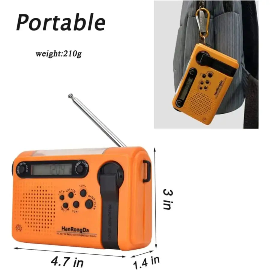 Full Band AM/FM/SW1/SW2 Radio, Torch, Solar Panel & Hand Crank - Power Bank