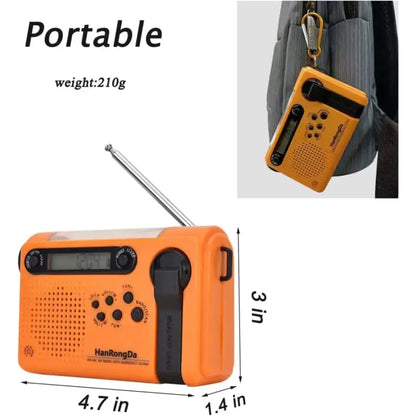 Full Band AM/FM/SW1/SW2 Radio, Torch, Solar Panel & Hand Crank - Power Bank