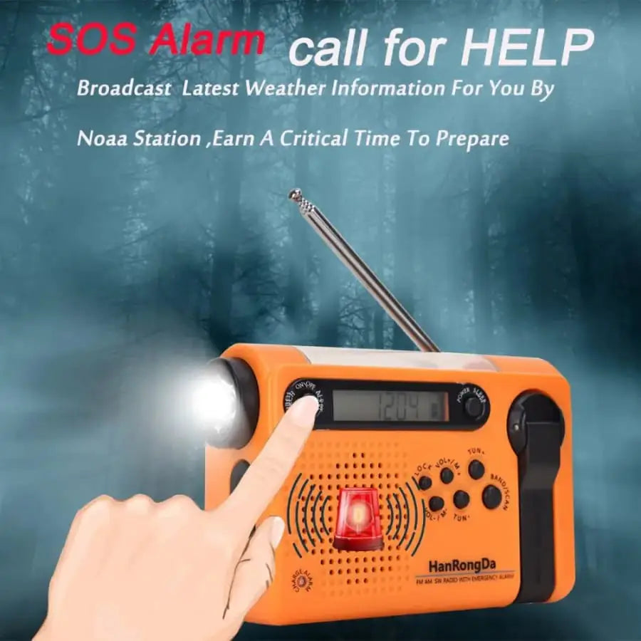 Full Band AM/FM/SW1/SW2 Radio, Torch, Solar Panel & Hand Crank - Power Bank