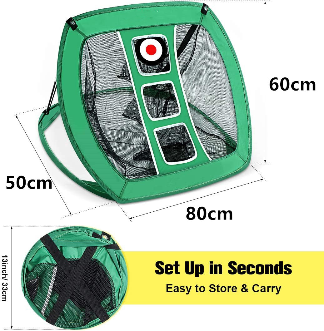 Golf Practice Net Hitting Net Golf Chipping Net Kit - Net + Balls + Mats