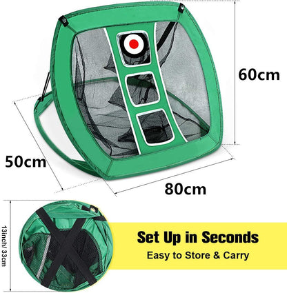 Golf Practice Net Hitting Net Golf Chipping Net Kit - Net + Balls + Mats