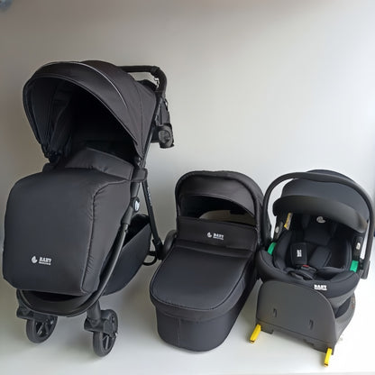 Baby Brightness Poplar baby stroller with carrycot, capsule and ISOFIX base Black