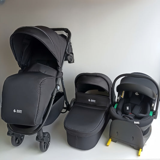 Baby Brightness Poplar baby stroller with carrycot, capsule and ISOFIX base Black