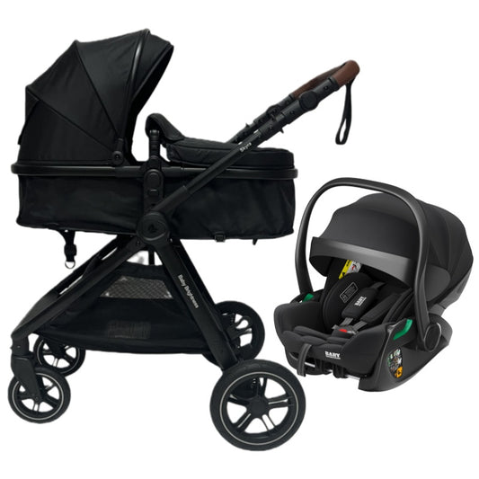 Pre-order Skyra 2-in-1 Newborn Pram & Bassinet Stroller and Reclining Car Seat (Black)