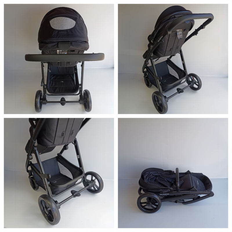 Newborn Pram – Palms 1+ Stroller with Bassinet and Car Seat (Black)