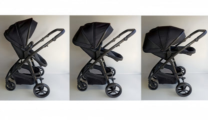 Newborn Pram – Palms 1+ Stroller with Bassinet and Car Seat (Black)