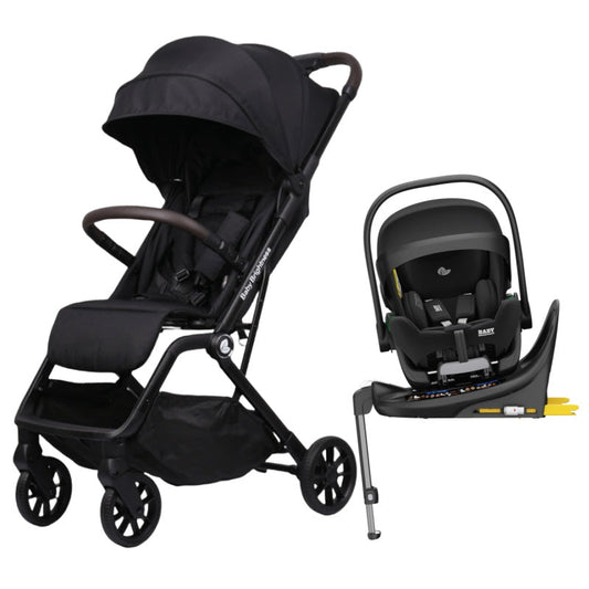 Pre-order Newborn Pram & Capsule – SwiftGo Lightweight Compact Stroller with Reclining Capsule and Rotating ISOFIX Base(Black