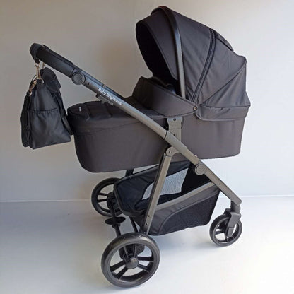 Newborn Pram – Palms 1+ Stroller with Bassinet and Car Seat (Black)
