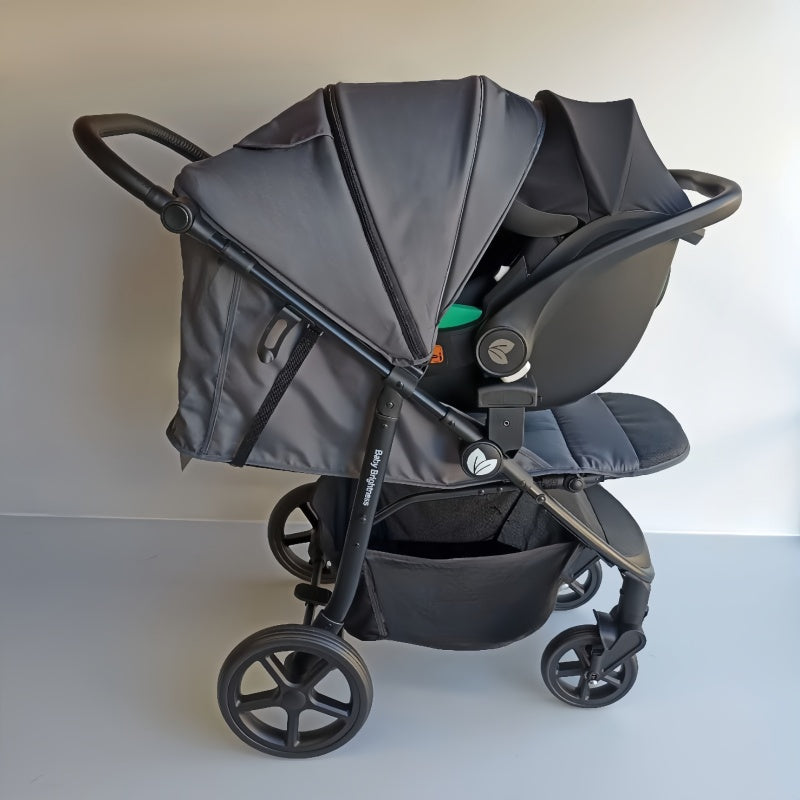 Newborn Pram – Poplar Stroller with Carrycot and Car Seat (Black)