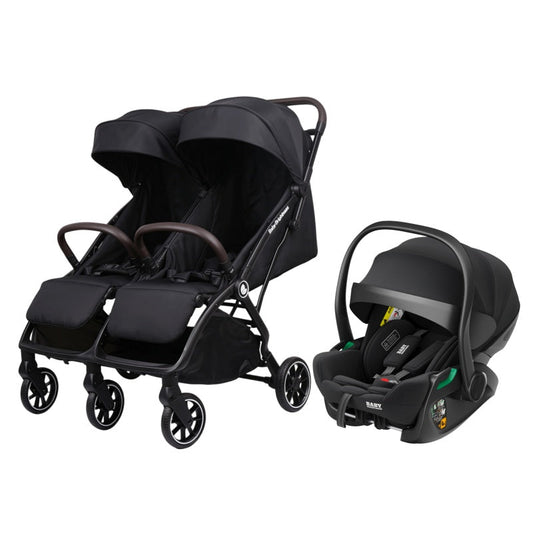 Double Pram – FlexGo Duo with Reclining Infant Capsule (Black)