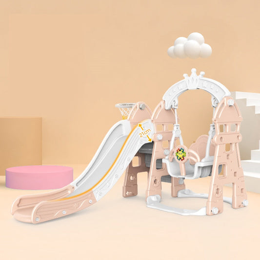Kids swing and slide set Castle Pink
