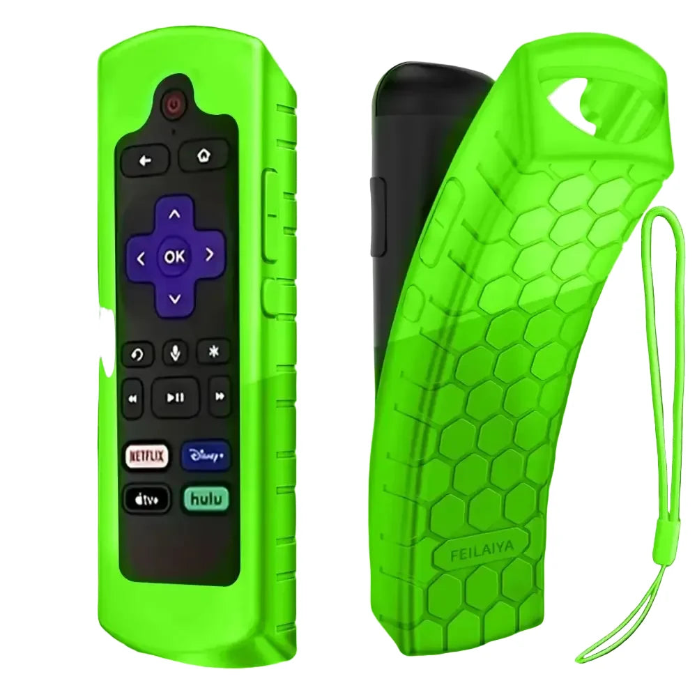 Glow-in-the-Dark Silicone Remote Control Cover with Lanyard