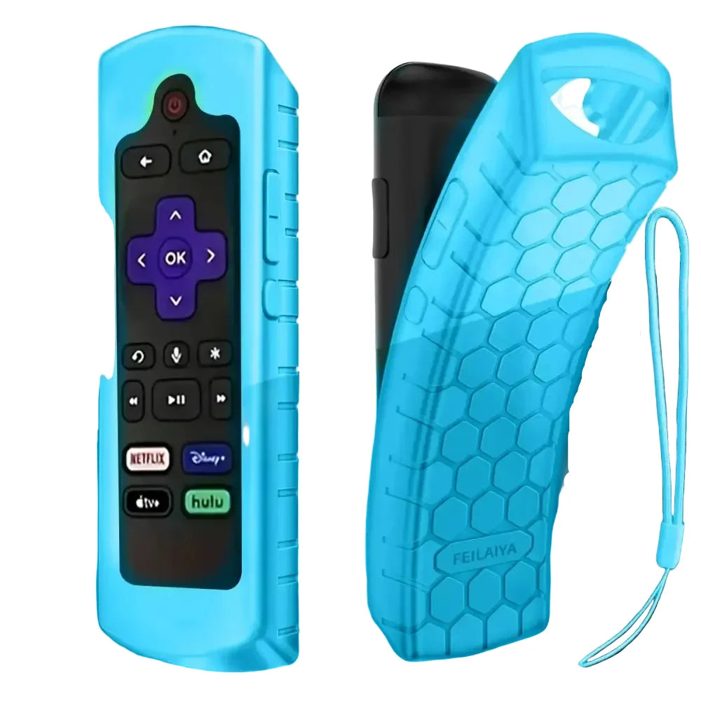 Glow-in-the-Dark Silicone Remote Control Cover with Lanyard