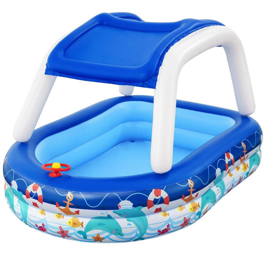 Bestway 213x155x132cm Kids Play Pools Above Ground Inflatable Swimming Pool Canopy Sunshade