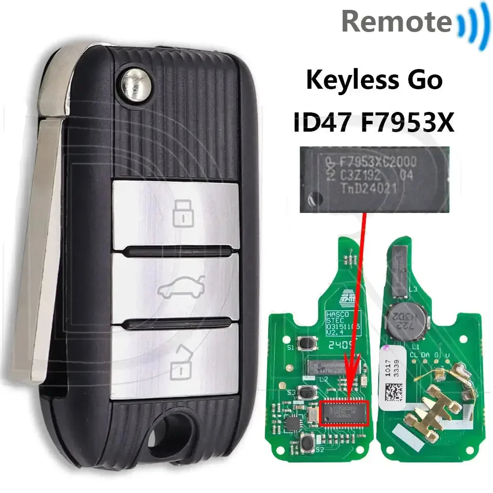 433MHz ID47 Keyless Go Smart Remote Key for MG5, ZS, MG6 & HS (2017–2019)