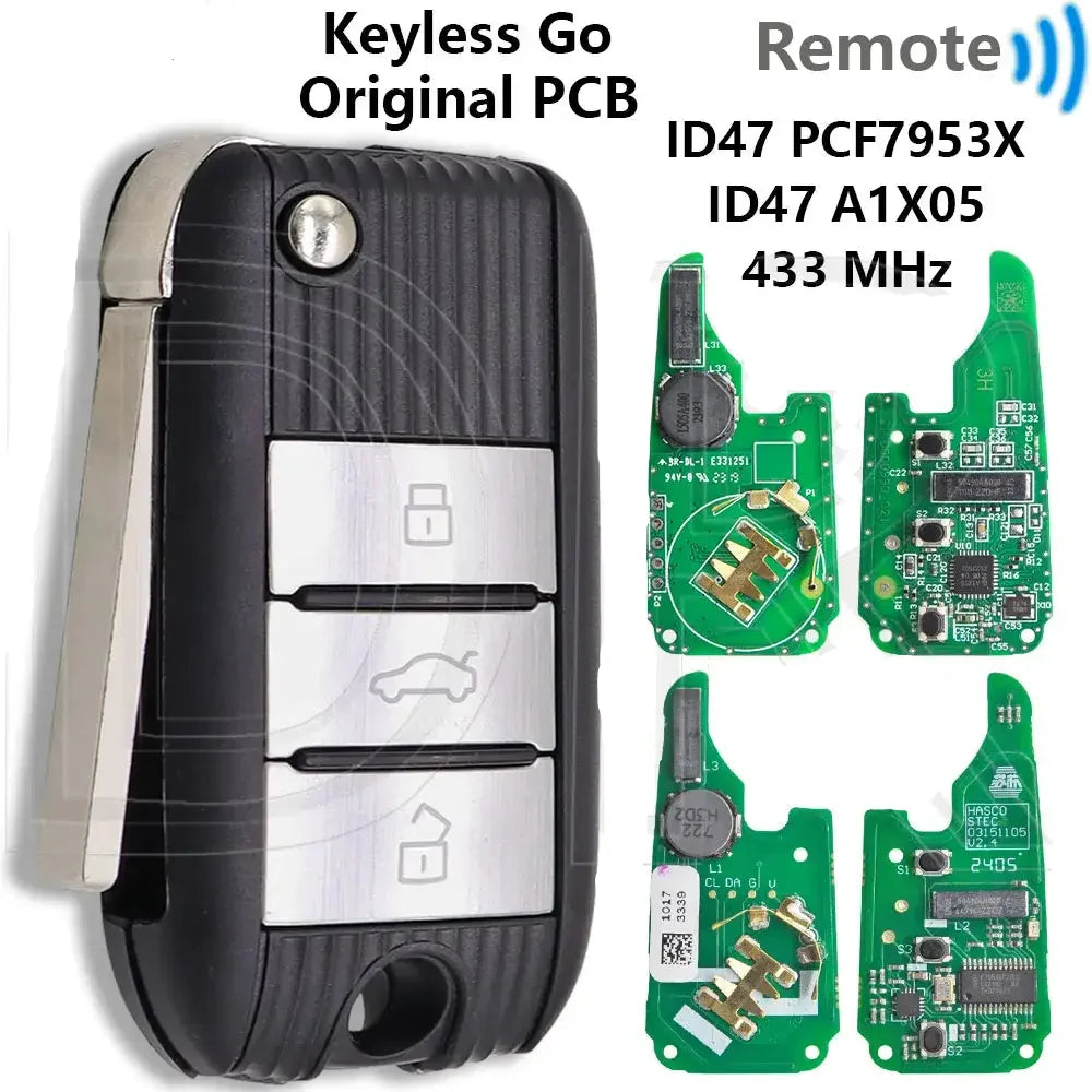 433MHz ID47 Keyless Go Smart Remote Key for MG5, ZS, MG6 & HS (2017–2019)