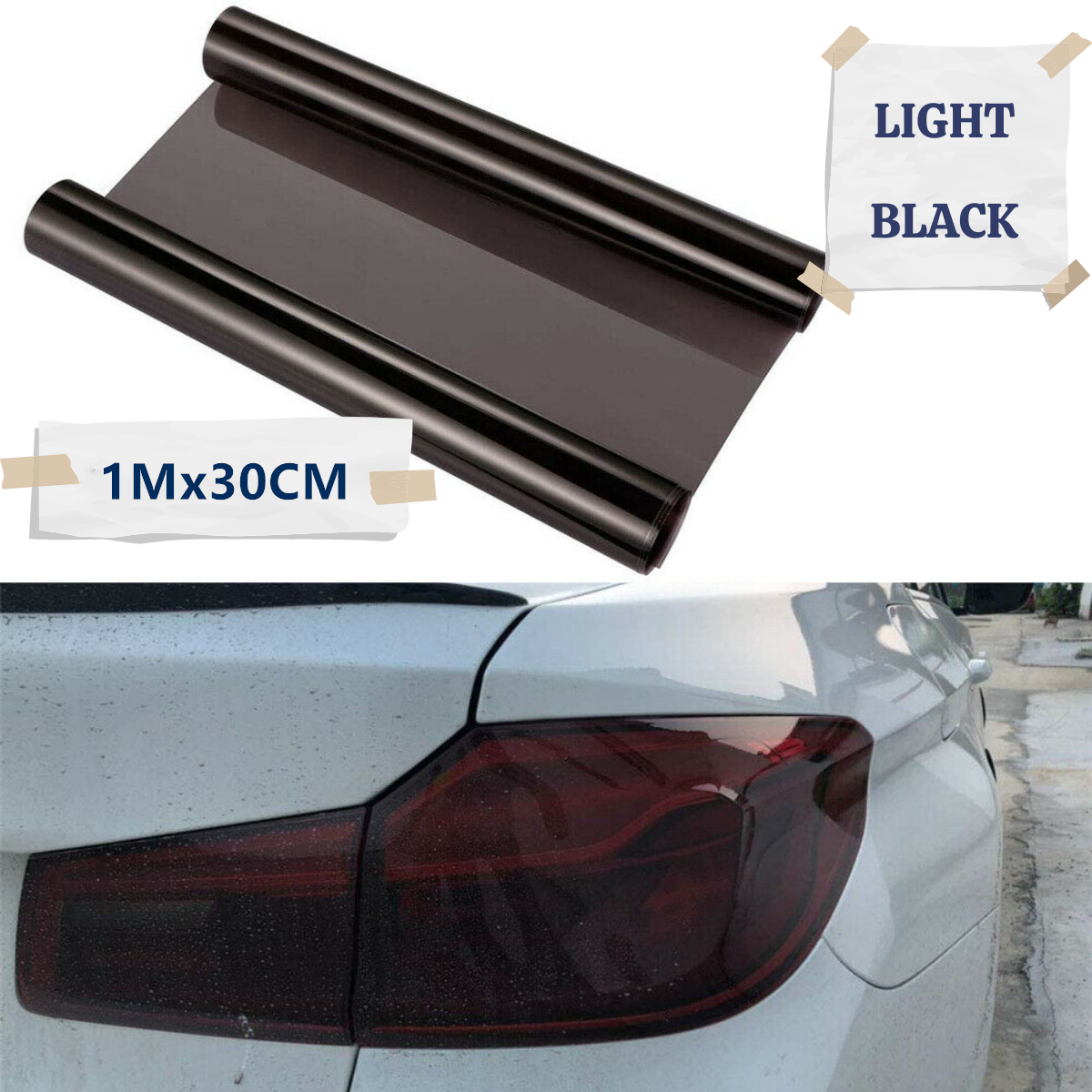 Car Headlight Tint Wrap Tail Fog Light Vinyl Wrap Kit 1Mx30CM - salelink.co.nz