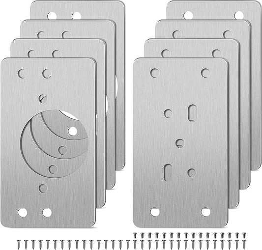 8PCS Cabinet Door Hinge Repair Plate with Screws - salelink.co.nz