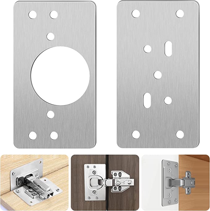 8PCS Cabinet Door Hinge Repair Plate with Screws - salelink.co.nz