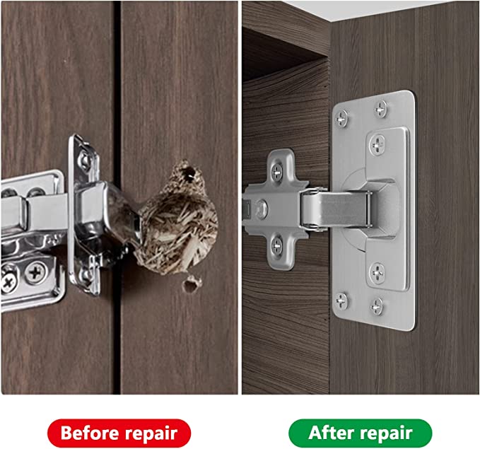8PCS Cabinet Door Hinge Repair Plate with Screws - salelink.co.nz