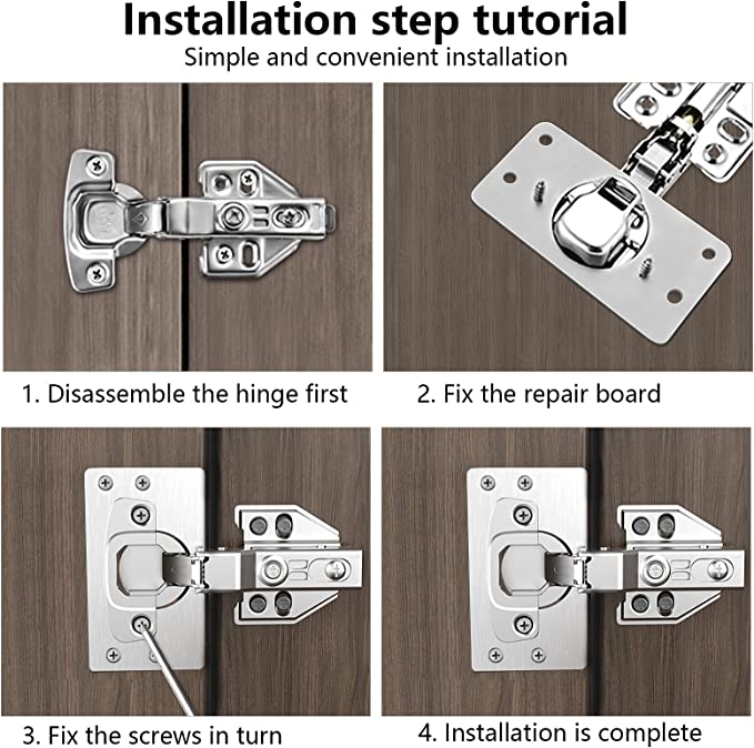8PCS Cabinet Door Hinge Repair Plate with Screws - salelink.co.nz