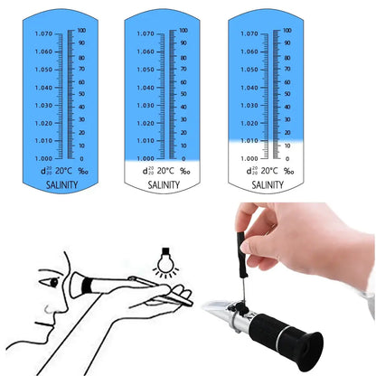 Handheld Refractometer Sea Salt Salinity Meter 0–10% (available with or without box)