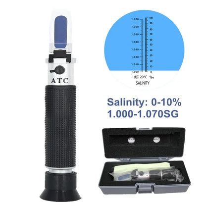 Handheld Refractometer Sea Salt Salinity Meter 0–10% (available with or without box)