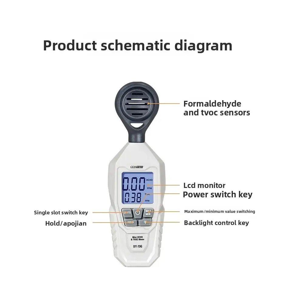 Handheld TVOC & HCHO Air Quality Tester (2-in-1)