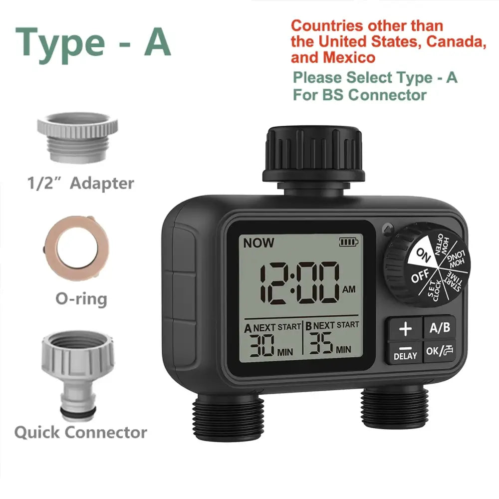 HCT-M06 Digital 2-Outlet Water Timer with Independent Zone Control