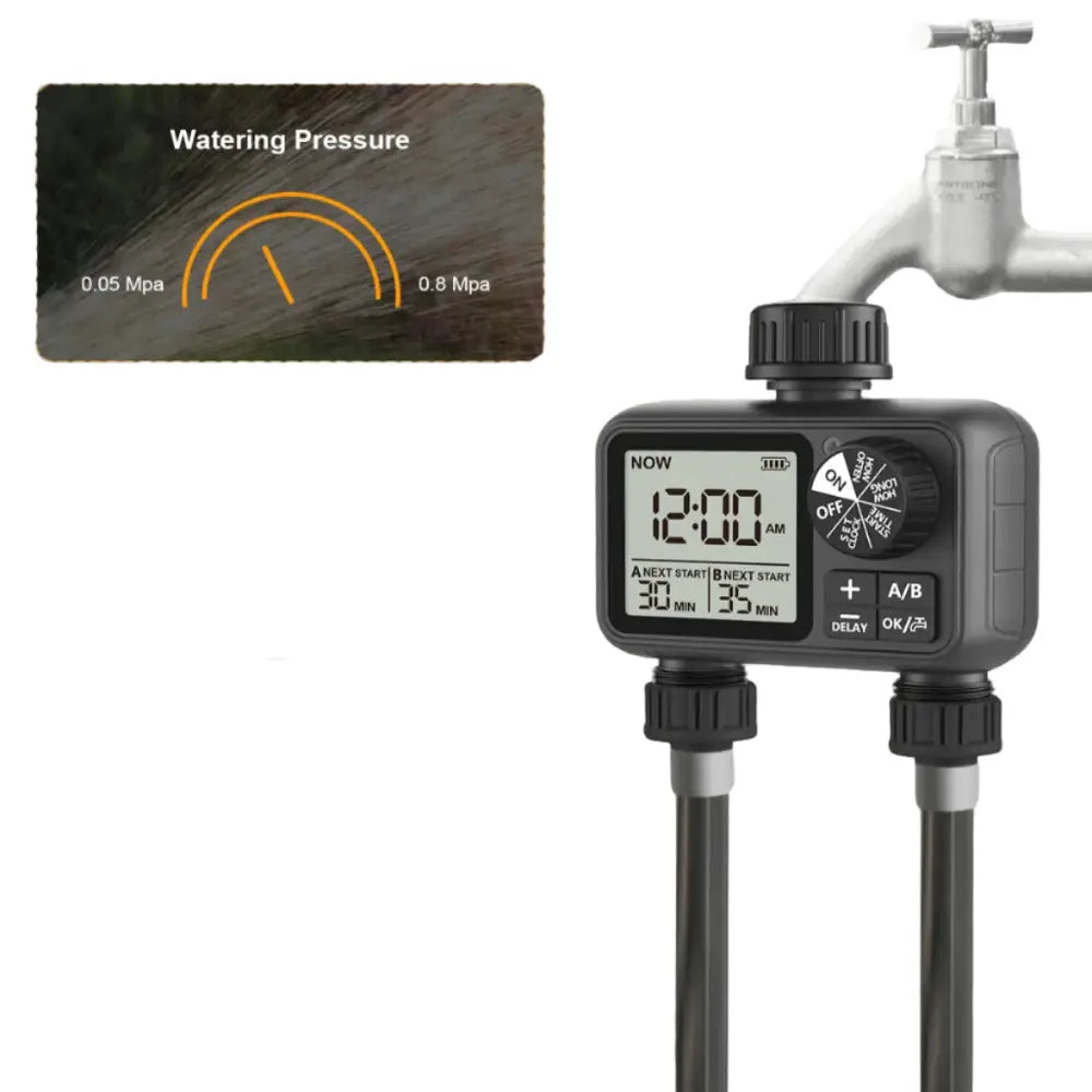 HCT-M06 Digital 2-Outlet Water Timer with Independent Zone Control