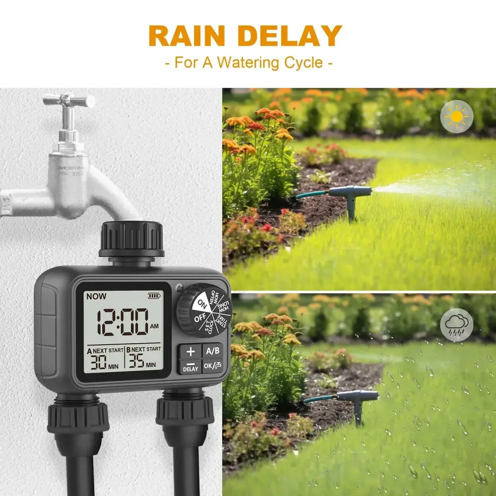 HCT-M06 Digital 2-Outlet Water Timer with Independent Zone Control