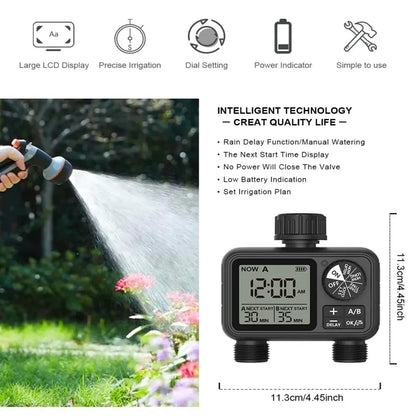 HCT-M06 Digital 2-Outlet Water Timer with Independent Zone Control
