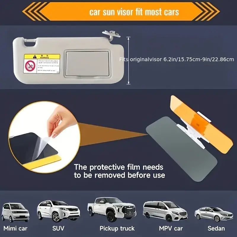 HD Anti-Glare Car Sun Visor – Day & Night Driving Sunlight Protection