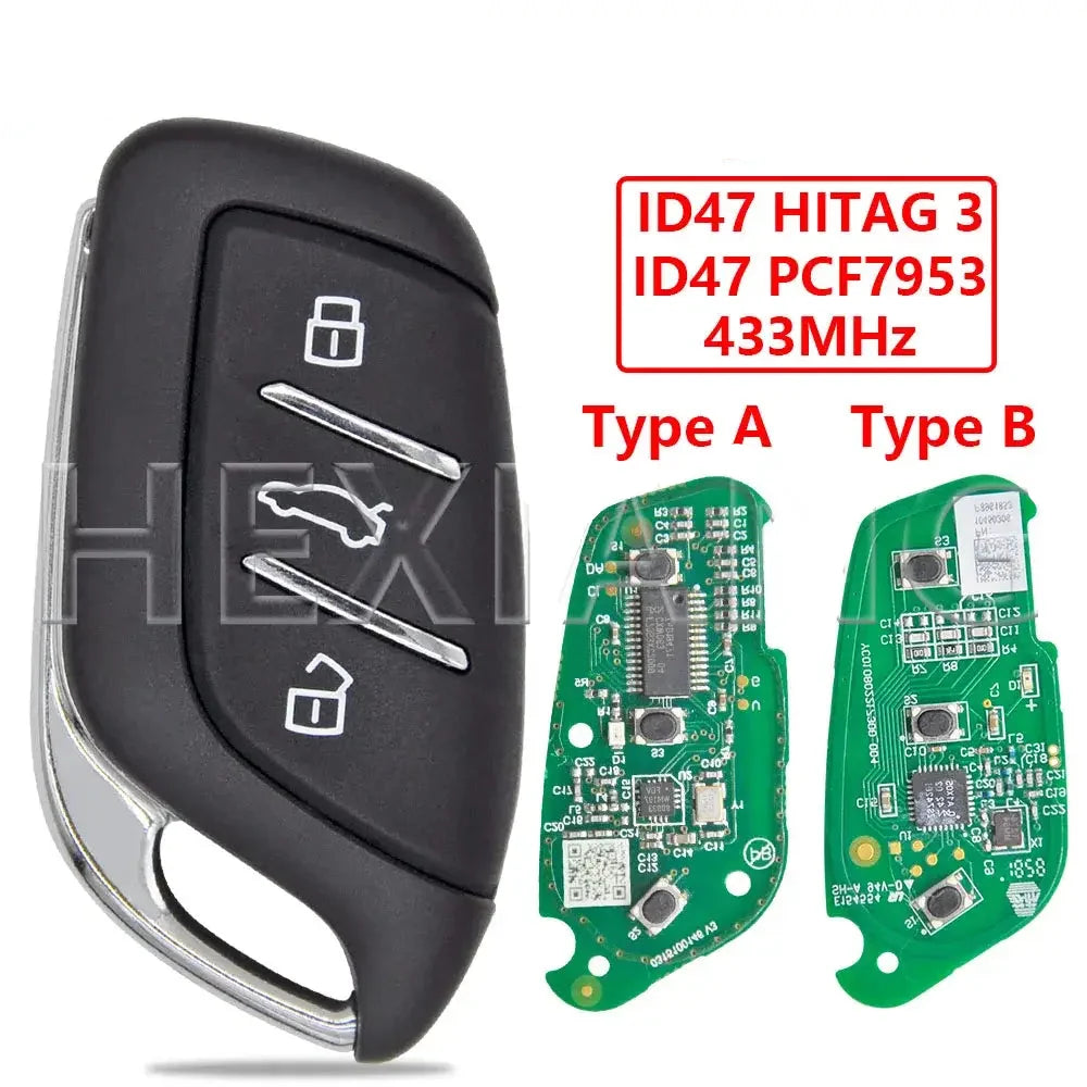 433MHz ID47 Proximity Smart Remote Key for MG ZS EV, HS, MG4, MG5 & MG6