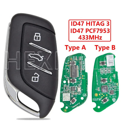 433MHz ID47 Proximity Smart Remote Key for MG ZS EV, HS, MG4, MG5 & MG6