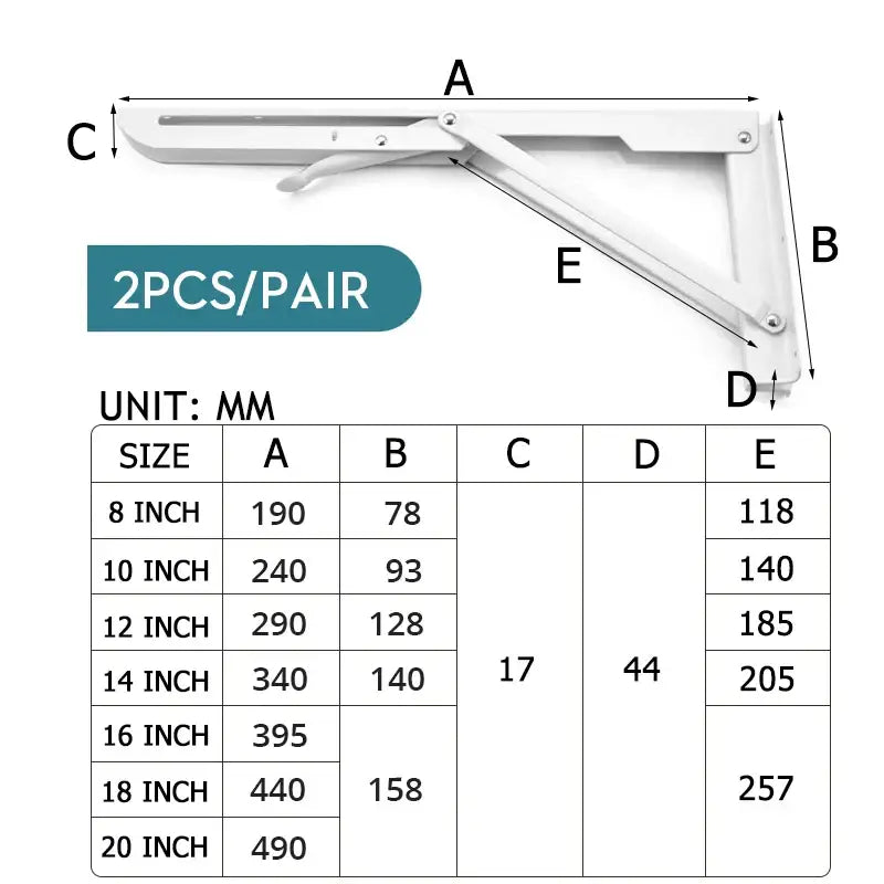Heavy Duty Folding Shelf Brackets for RV / Caravan Tables (2PCS)