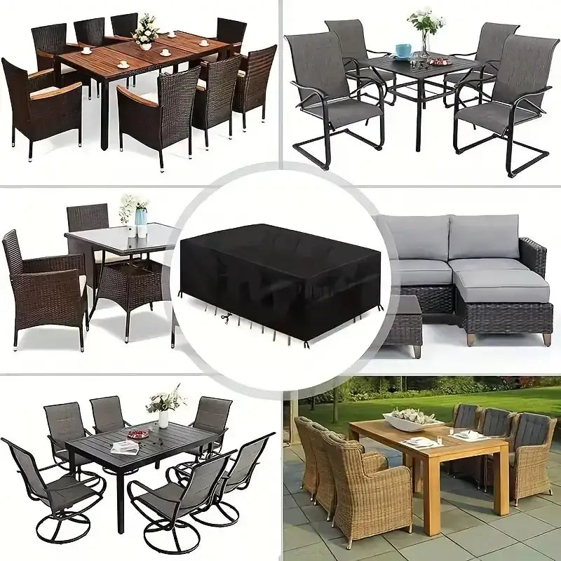 Heavy-Duty Waterproof Patio Furniture Cover – Square Design (Black)